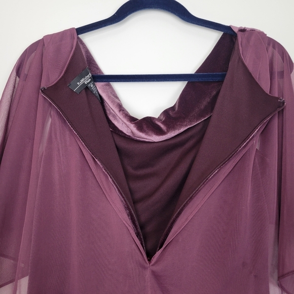 NWT R&M Richards Petite Chiffon-Cape Cowlneck Velvet Gown in Wine Size 4P - Picture 10 of 15